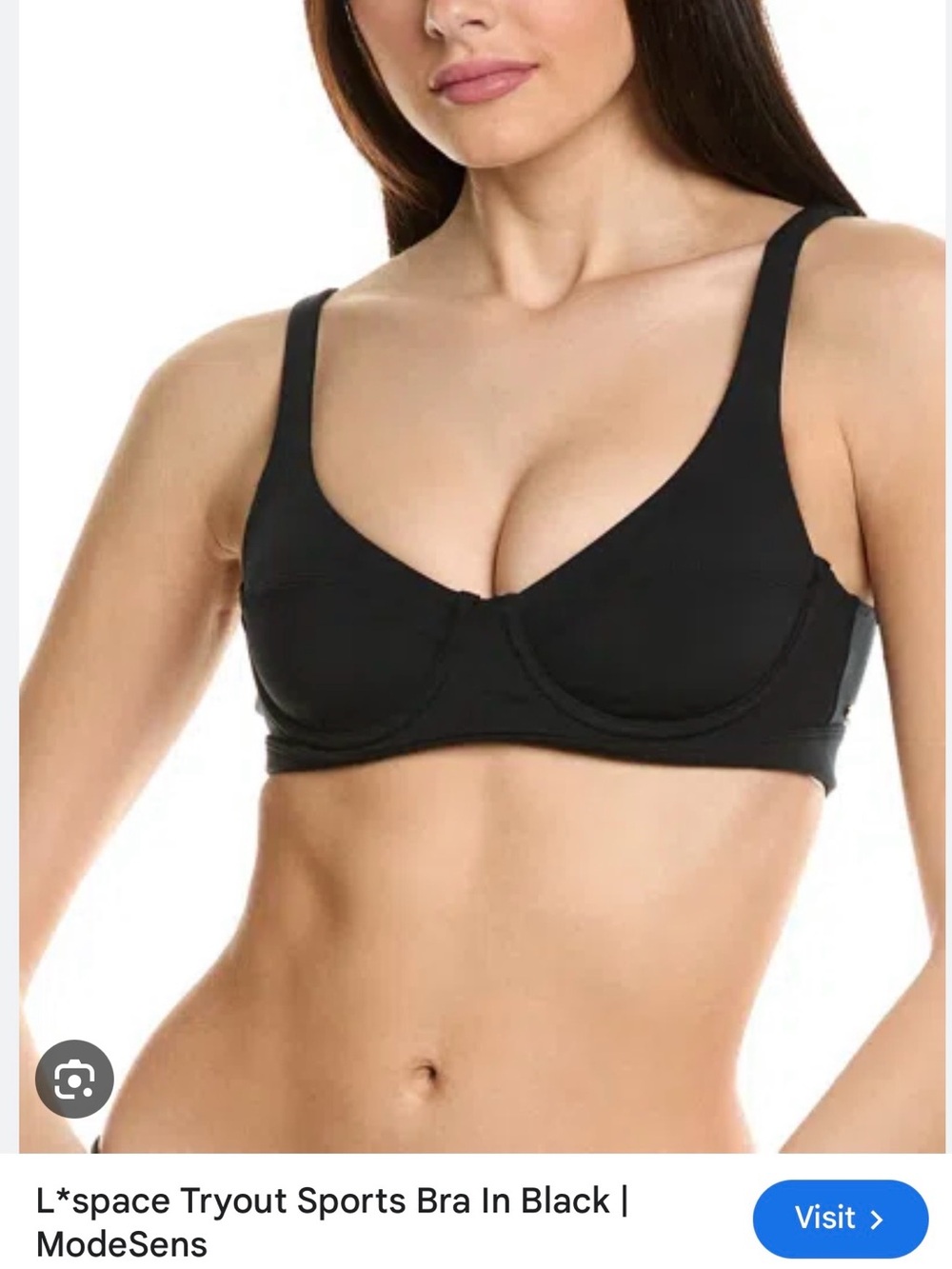 NWT L*Space Tryout Underwire Sports Bra Black Size Small